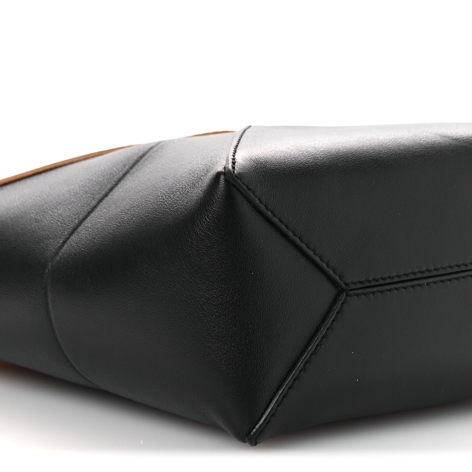 Loewe Shiny Calfskin Mini Puzzle Fold Tote Warm Desert Black 9 of 12
