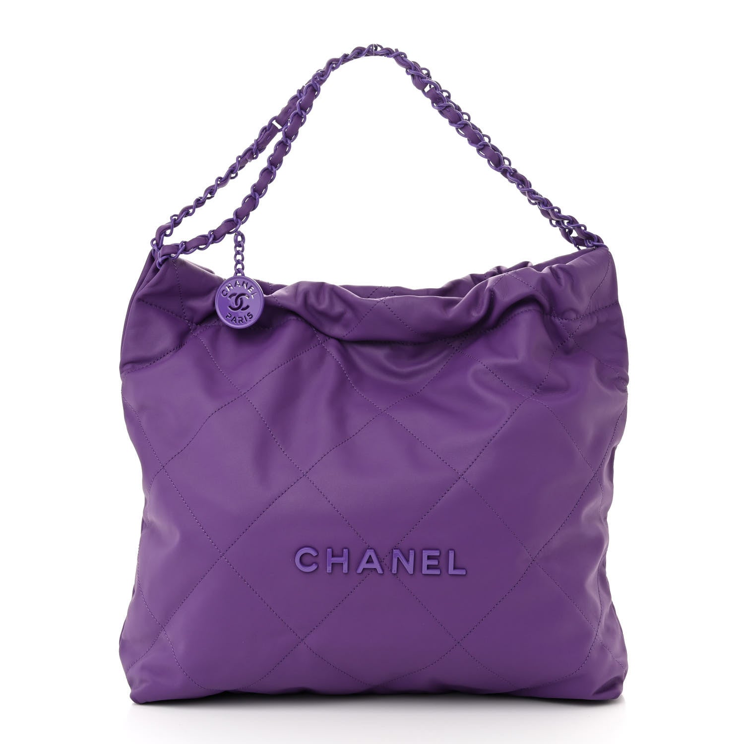 Chanel Matte Calfskin Quilted Monochrome Chanel 22 Purple 3 of 11