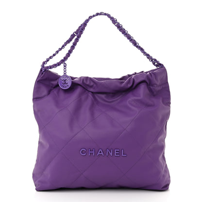 Chanel Matte Calfskin Quilted Monochrome Chanel 22 Purple 3 of 11