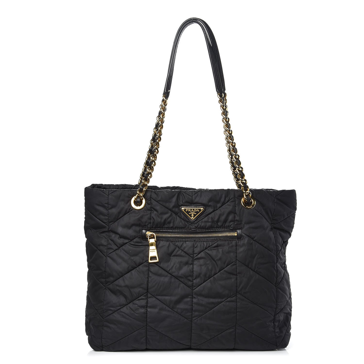 Prada Tessuto Nylon Chevron Quilted Tote Black 1 of 14