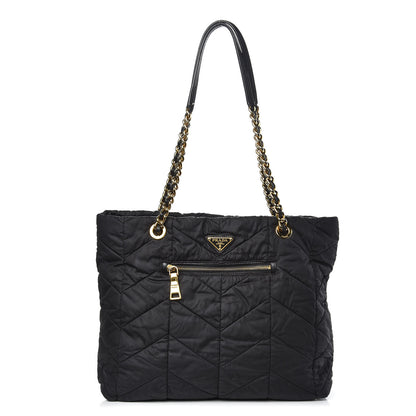 Prada Tessuto Nylon Chevron Quilted Tote Black 1 of 14