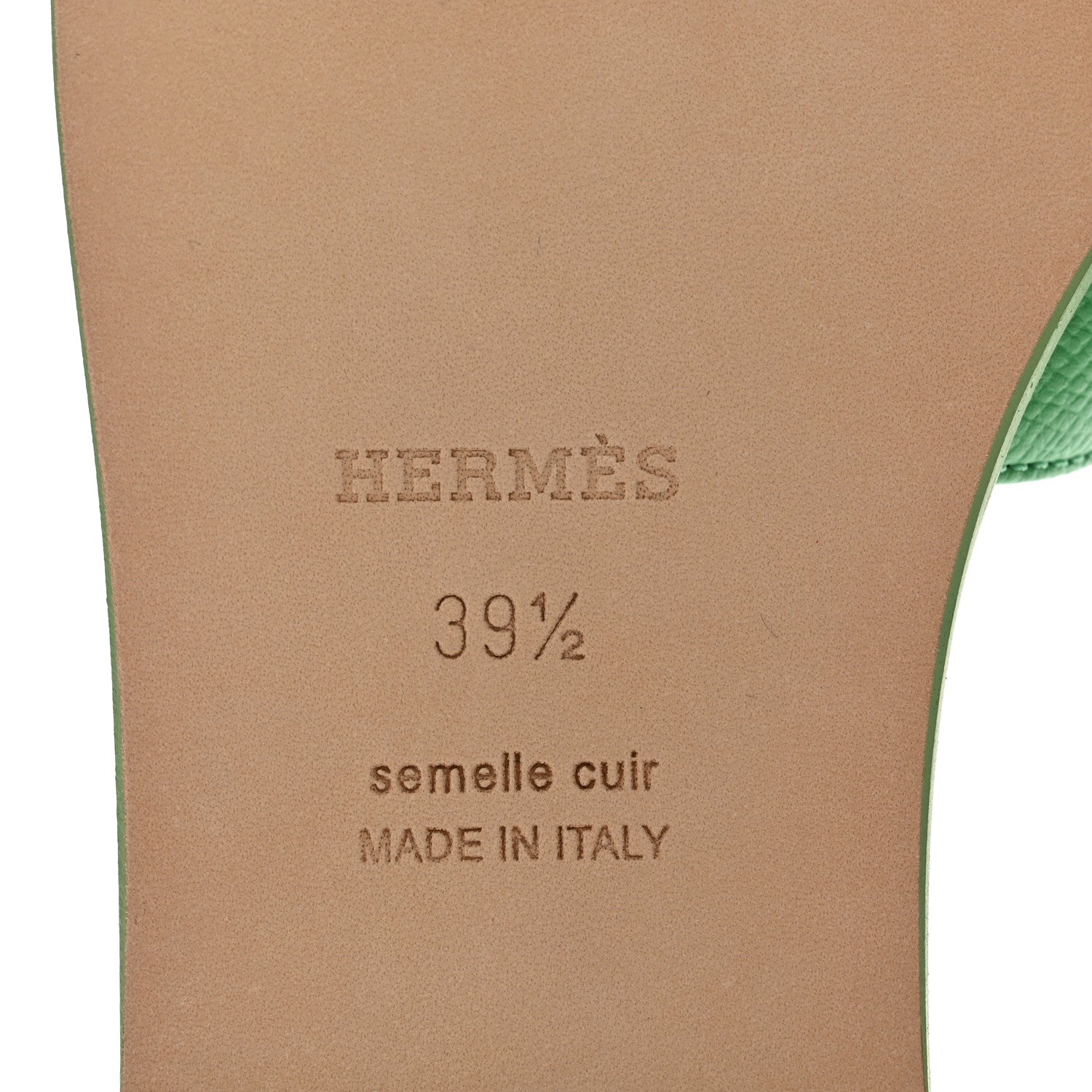 Hermes Epsom Oran Sandals 39.5 Vert Pomme 6 of 9