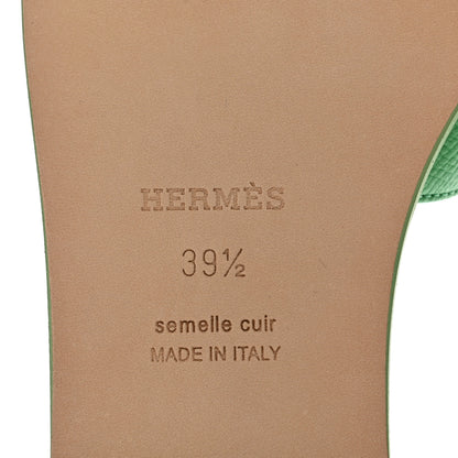 Hermes Epsom Oran Sandals 39.5 Vert Pomme 6 of 9