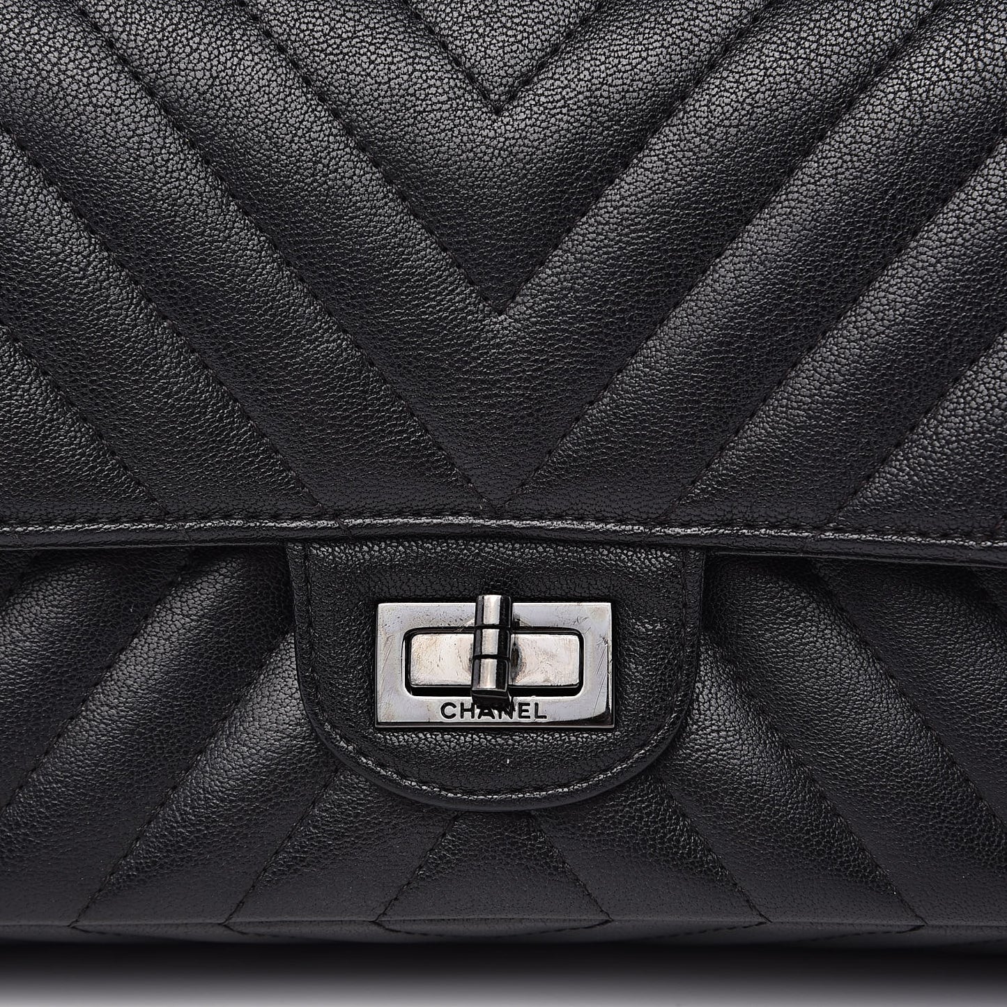 Sheepskin Chevron Quilted 2.55 Reissue 225 Double Flap So Black