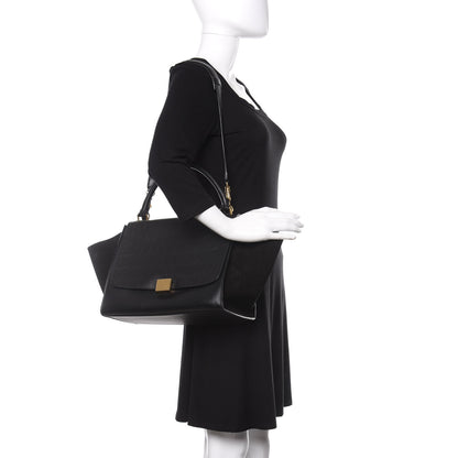Celine Crocodile Embossed Calfskin Suede Medium Trapeze Black 2 of 19