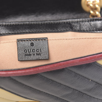 Gucci Azalea Calfskin Matelasse Diagonal Patchwork Mini Torchon GG Marmont Shoulder Bag Black Beige Romantic Cerise 6 of 10