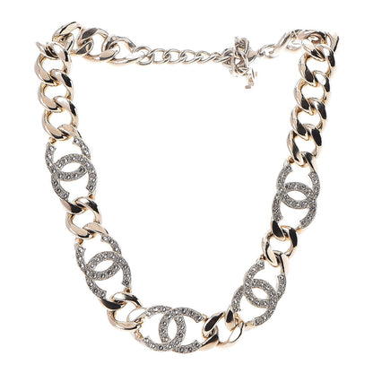 Chanel Crystal CC Chain Link Choker Necklace Gold 3 of 5