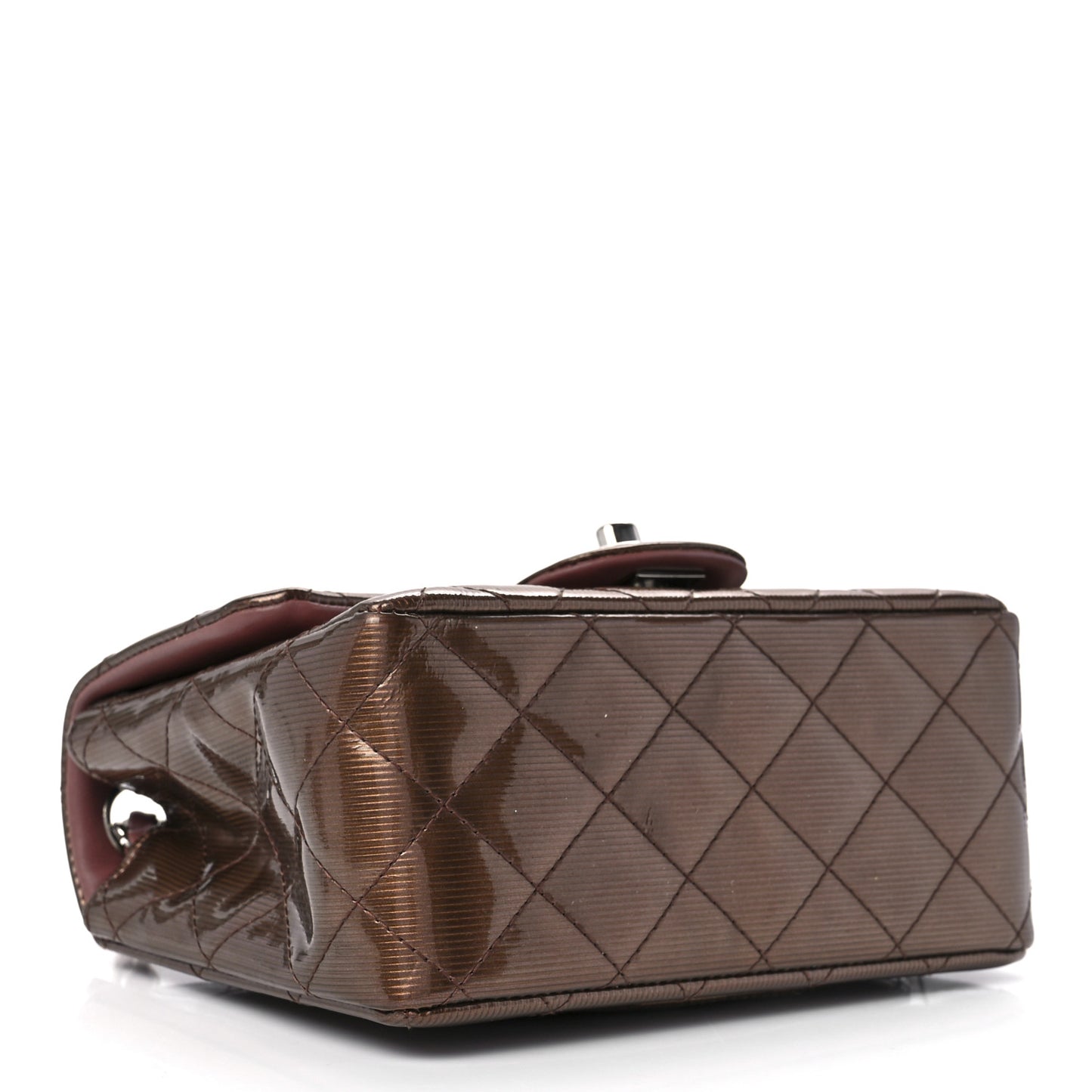 Striated Patent Quilted Mini Square Flap Pink