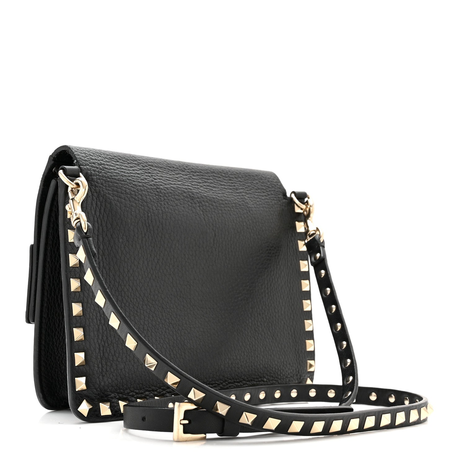 Valentino Garavani Pebbled Calfskin Rockstud Side Slip Crossbody Black 3 of 9