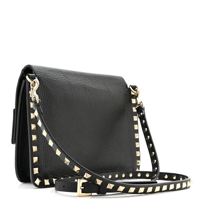 Valentino Garavani Pebbled Calfskin Rockstud Side Slip Crossbody Black 3 of 9