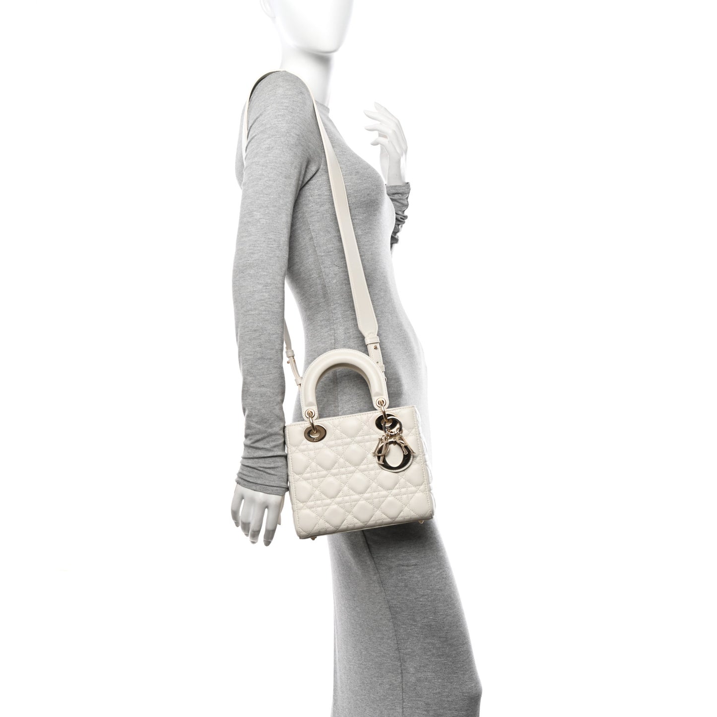 Lambskin Cannage Small My ABCDior Lady Dior White