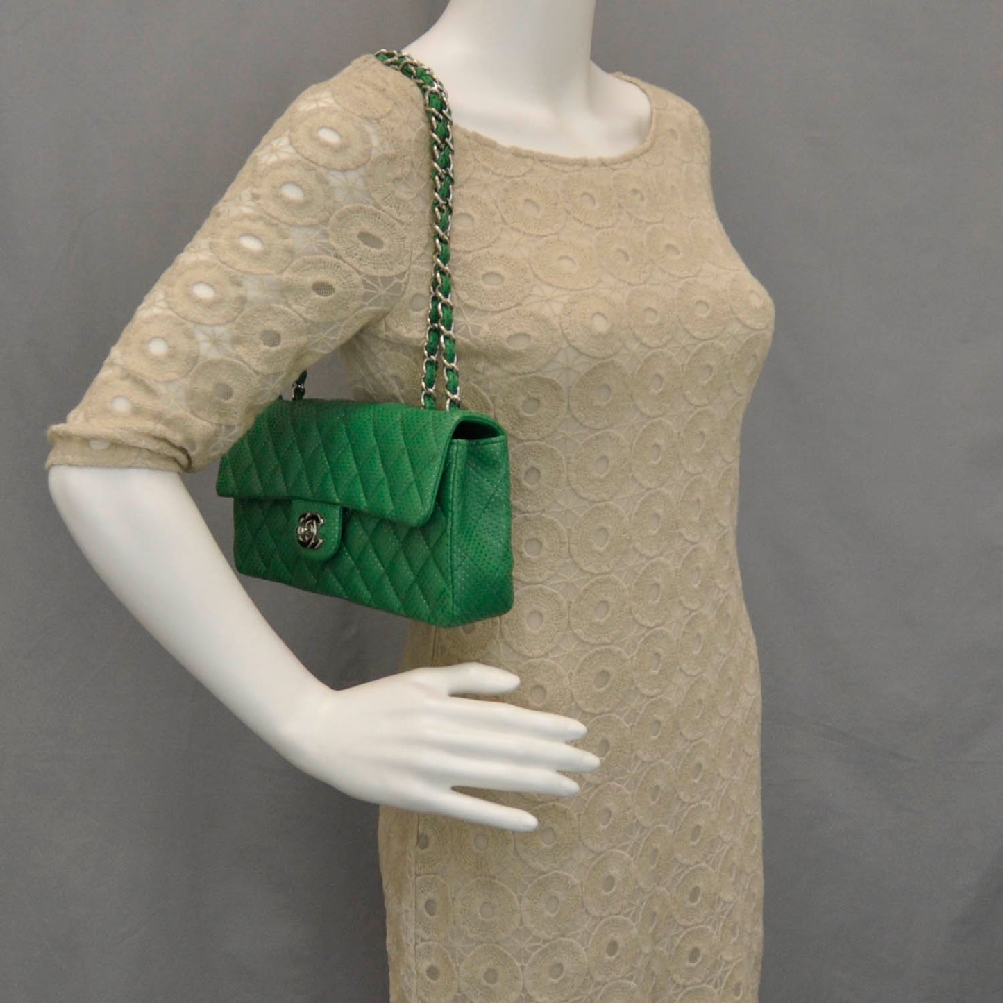 Calfskin Perforated East West Flap Green