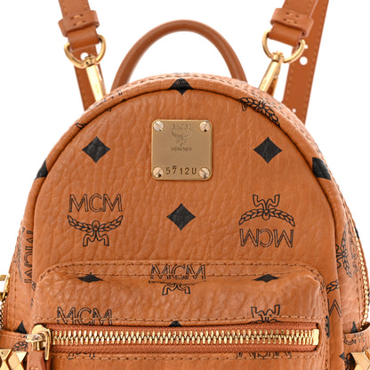MCM Visetos Side Stud X-Mini Stark Bebe Boo Backpack Cognac 7 of 12