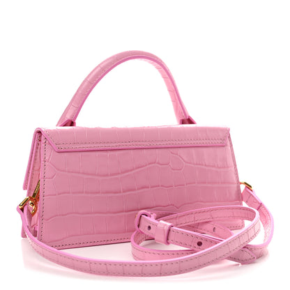 Jacquemus Nubuck Crocodile Embossed Le Chiquito Long Pink 3 of 11