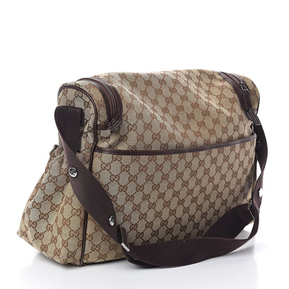 Gucci Monogram Natural Pigskin Large Diaper Bag Beige Ebony Cocoa Dark Chocolate 4 of 10