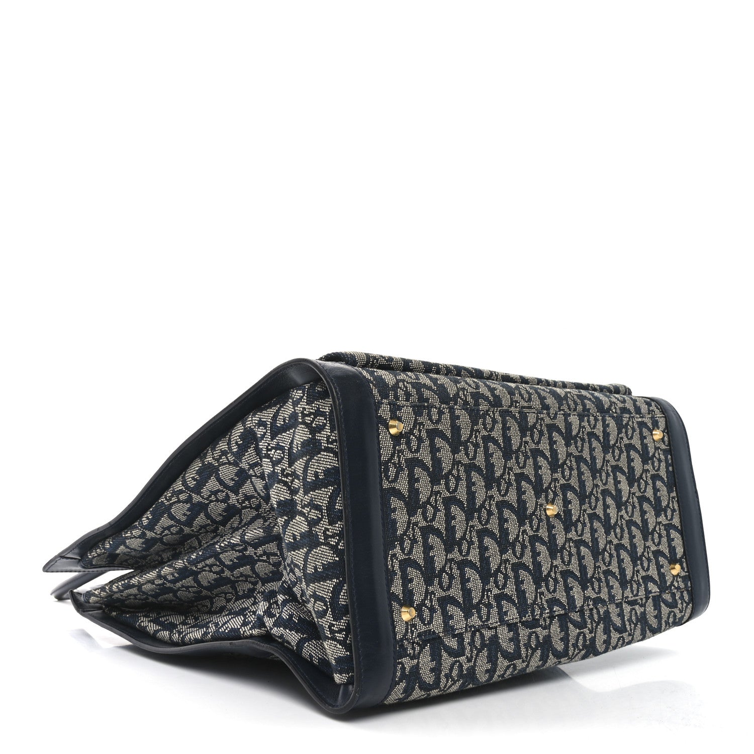 Christian Dior Monogram Calfskin Pocket Tote Navy Blue 4 of 10