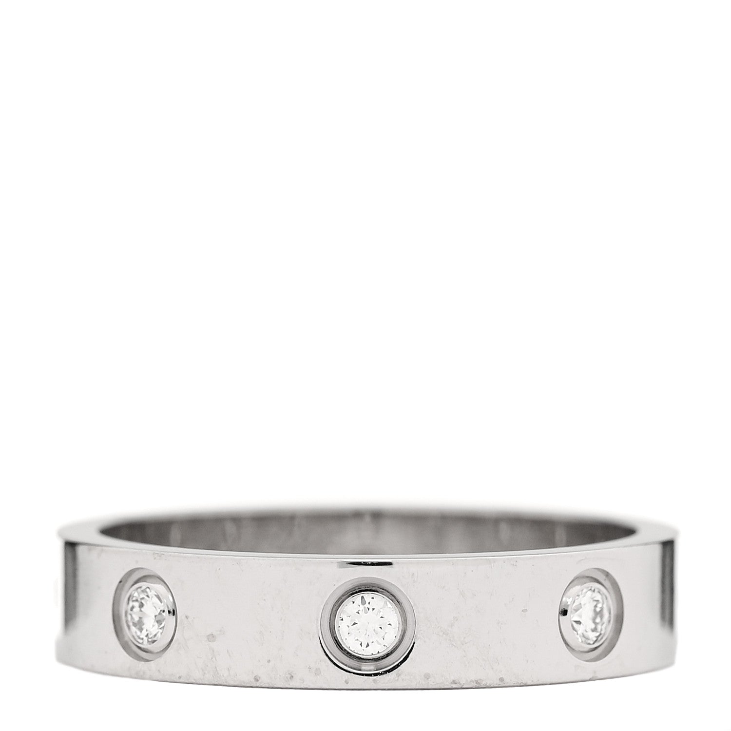 Cartier 18K White Gold 8 Diamond 4mm Wedding Band LOVE Ring 52 6 1 of 5