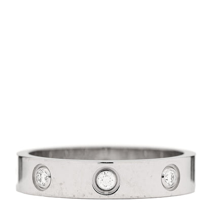 Cartier 18K White Gold 8 Diamond 4mm Wedding Band LOVE Ring 52 6 1 of 5