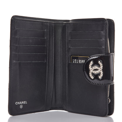 Chanel Patent Quilted Brilliant Zipped Pocket Wallet Black 5 of 9