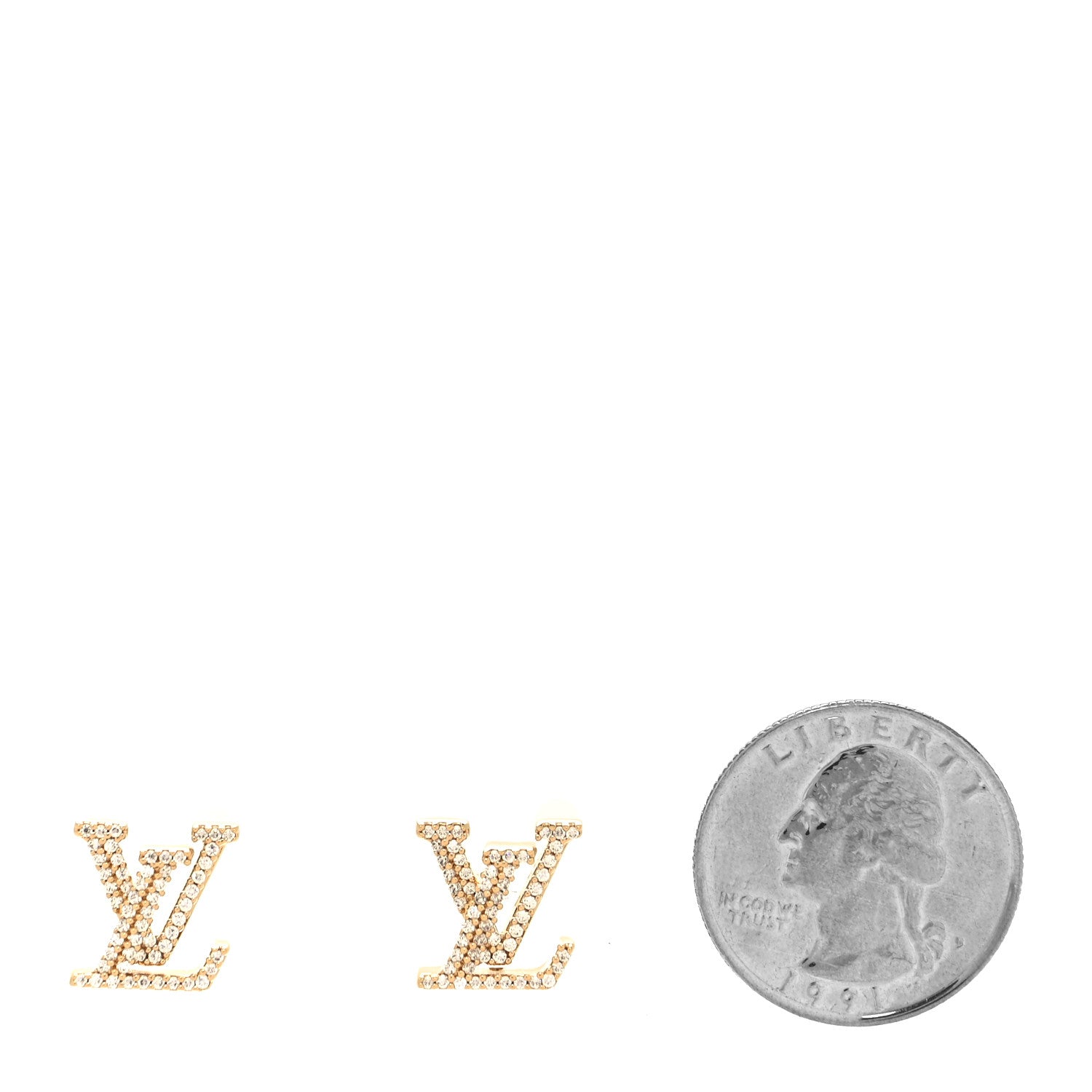 Louis Vuitton Metal Crystal LV Iconic Earrings Gold 2 of 5