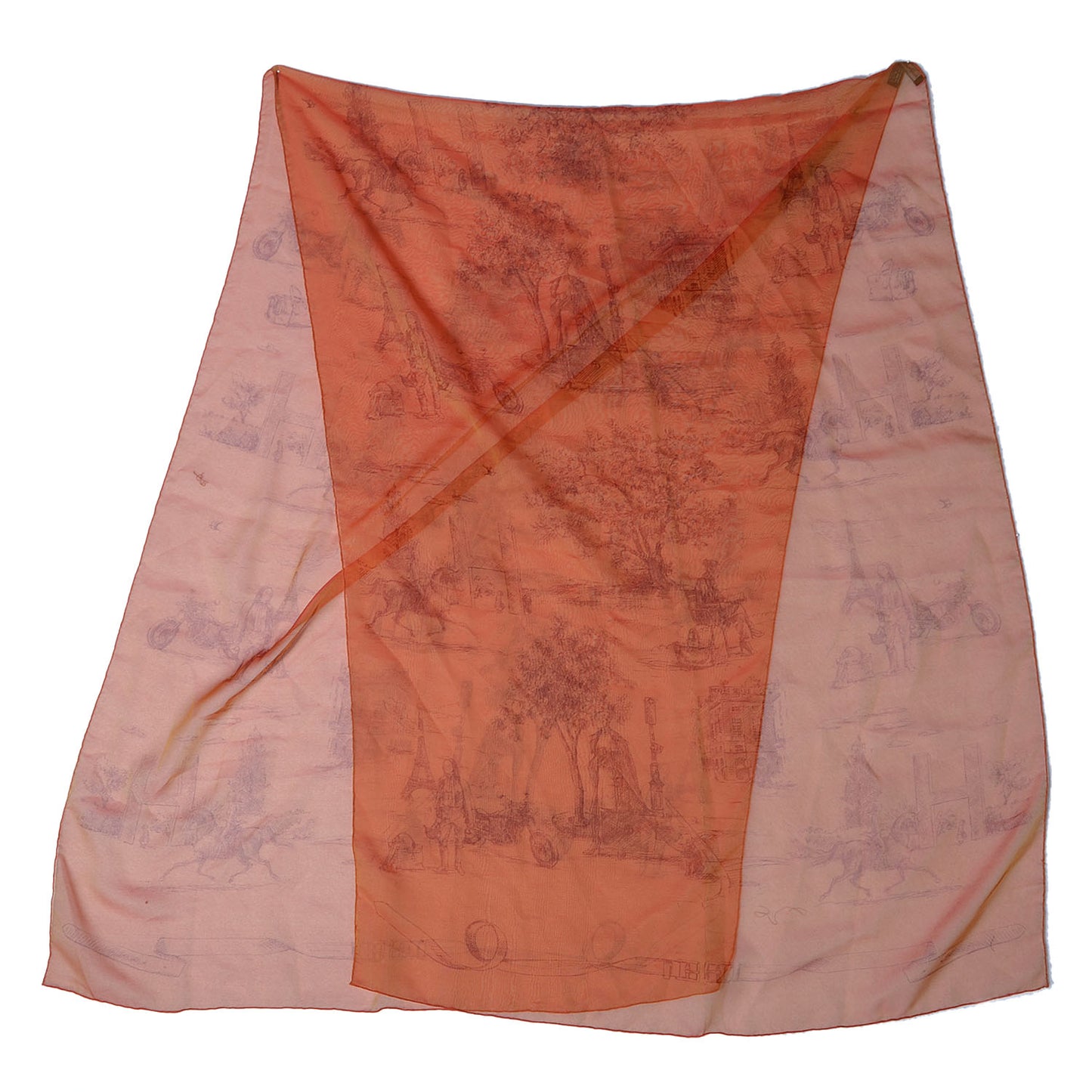 Silk Mousseline Toile de Shawl Scarf Orange