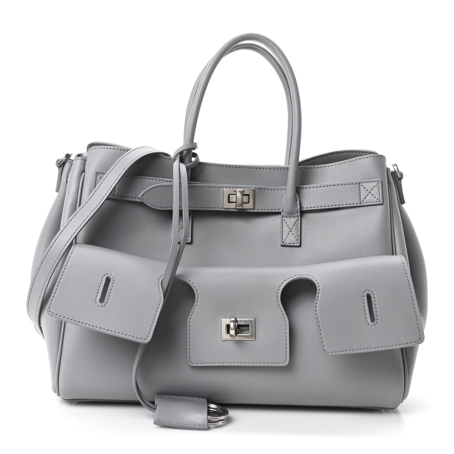 Smooth Calfskin Small Bel Air Carry All Bag Cloud Grey