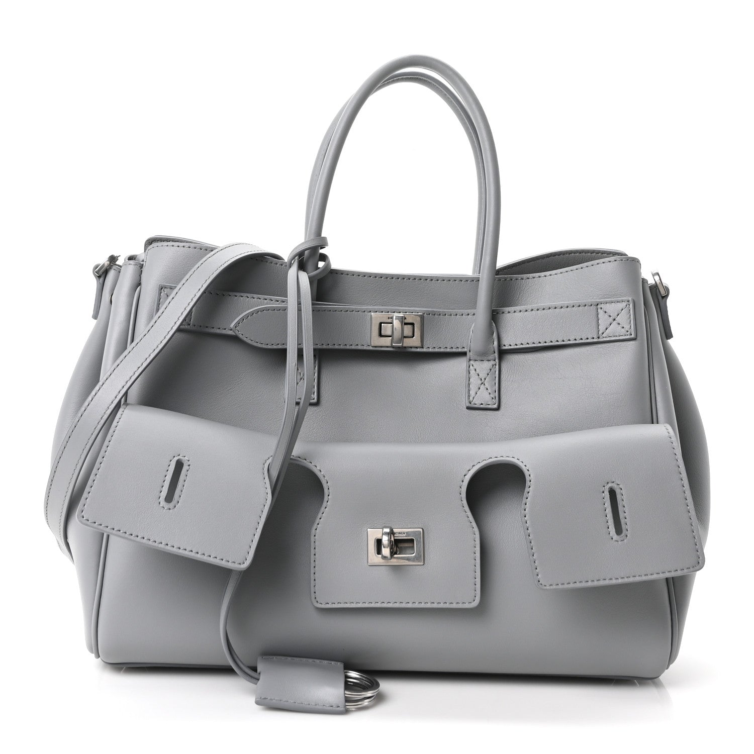 Balenciaga Smooth Calfskin Small Bel Air Carry All Bag Cloud Grey 1 of 9