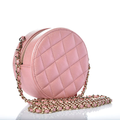 Chanel Iridescent Caviar Quilted Round Clutch With Chain Pink 3 of 9