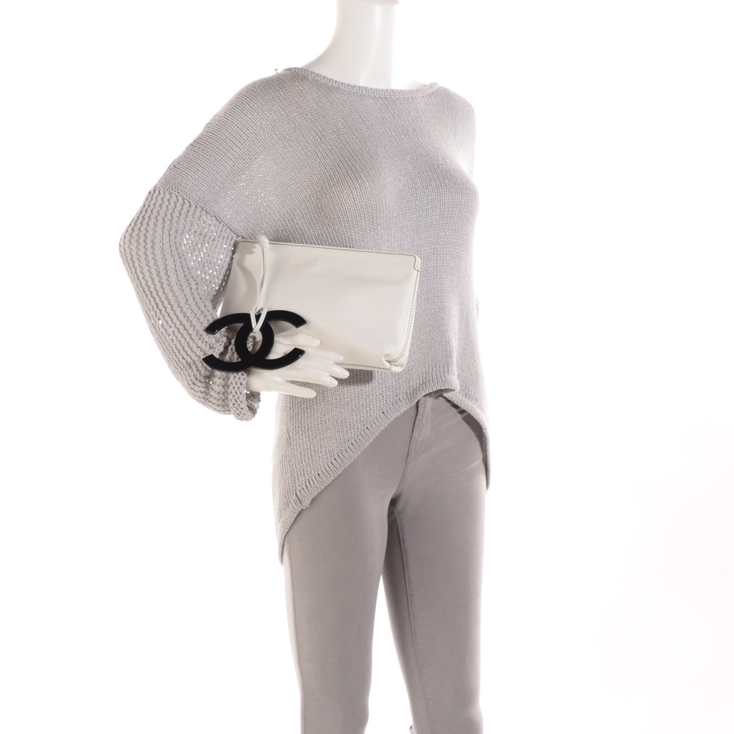 Chanel Caviar Resin CC Zip Clutch White 2 of 7