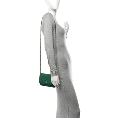 Chanel Lambskin Quilted Wallet On Chain WOC Green 2 of 12