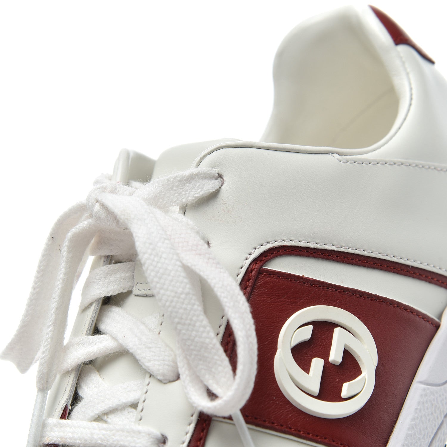 Gucci Calfskin Womens Interlocking G Sneakers 37 White Rosso 20 of 21
