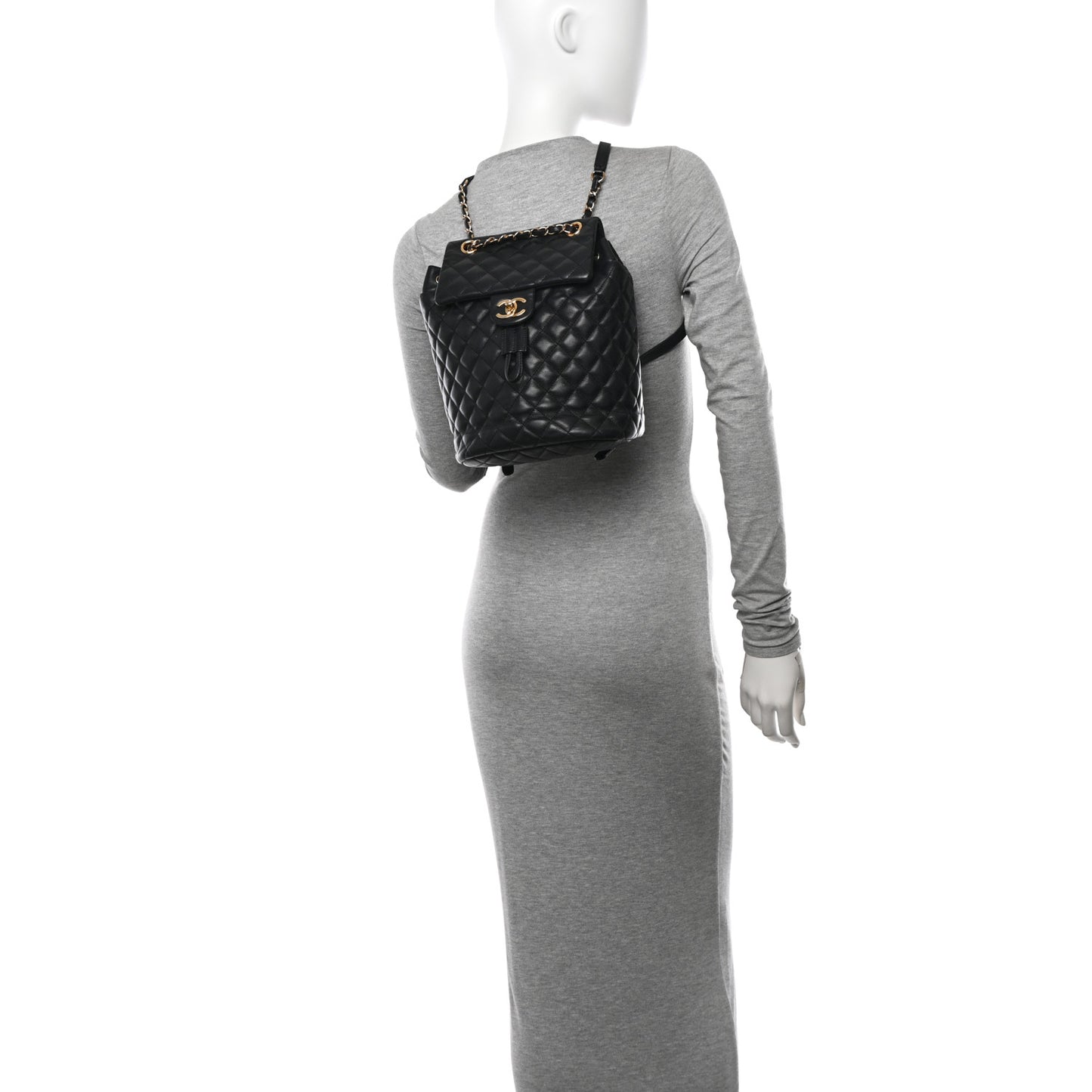 Calfskin Quilted Small Urban Spirit Backpack Black