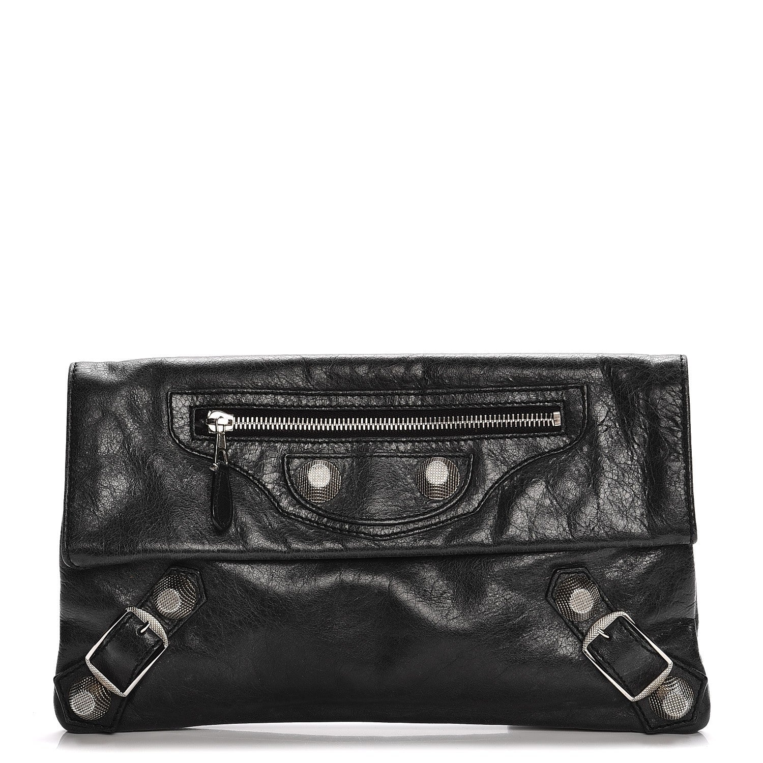 Balenciaga Agneau Giant 21 Silver Hardware Envelope Clutch Black 1 of 8