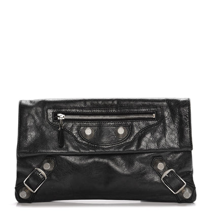 Balenciaga Agneau Giant 21 Silver Hardware Envelope Clutch Black 1 of 8