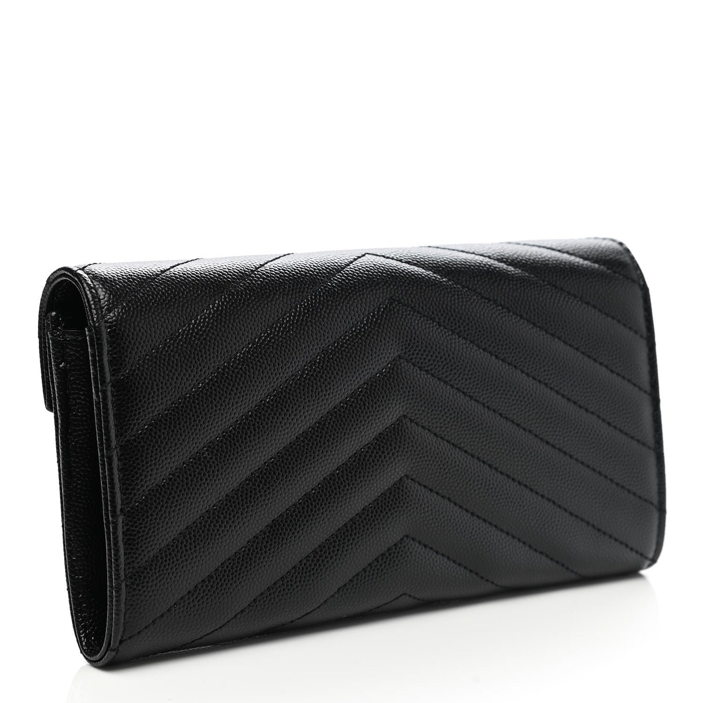 Grain De Poudre Matelasse Chevron Monogram Flap Wallet Black