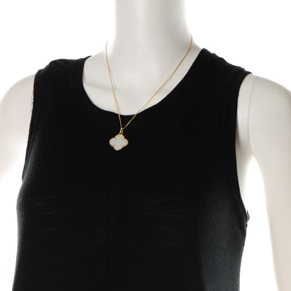 Van Cleef & Arpels 18K Yellow Gold Mother of Pearl Pure Alhambra Pendant Necklace 2 of 4