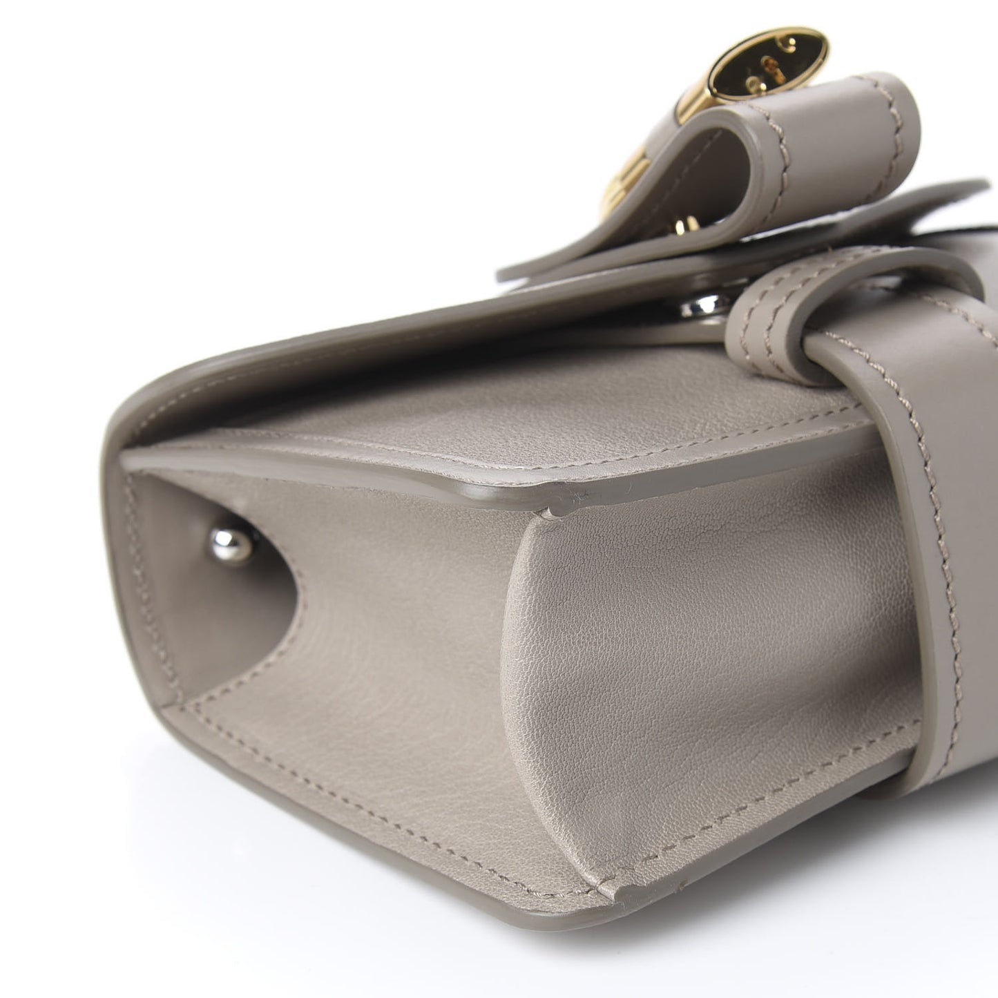 Shiny Goatskin Calfskin Mini Aby Chain Shoulder Bag Motty Grey
