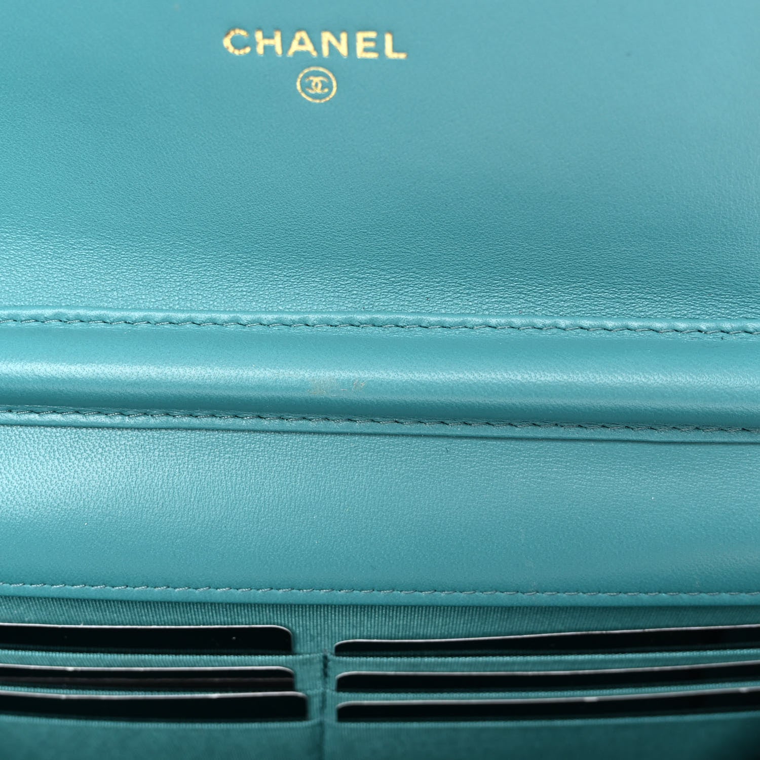 Chanel Lambskin Gripoix Quilted Wallet On Chain WOC Turquoise 12 of 13