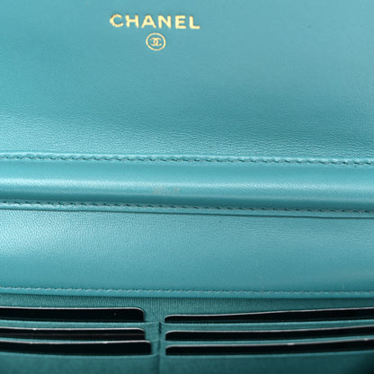 Chanel Lambskin Gripoix Quilted Wallet On Chain WOC Turquoise 12 of 13