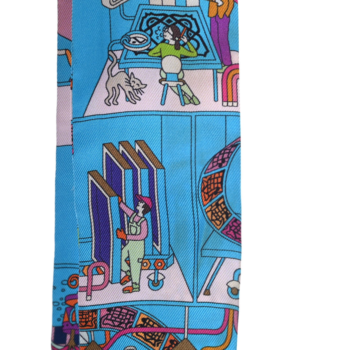 Silk La Maizeon De Carres Twilly Bleu Azur Marine Rose Indien