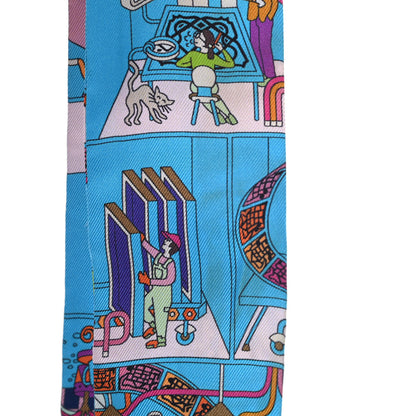 Hermes Silk La Maizeon De Carres Twilly Bleu Azur Marine Rose Indien 5 of 6