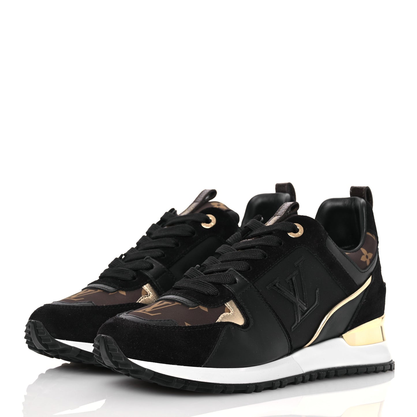 Suede Calfskin Recycled Monogram Nylon Run Away Sneakers 38 Black