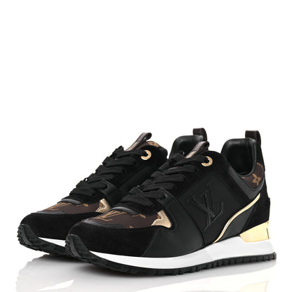 Louis Vuitton Suede Calfskin Recycled Monogram Nylon Run Away Sneakers 38 Black 3 of 11