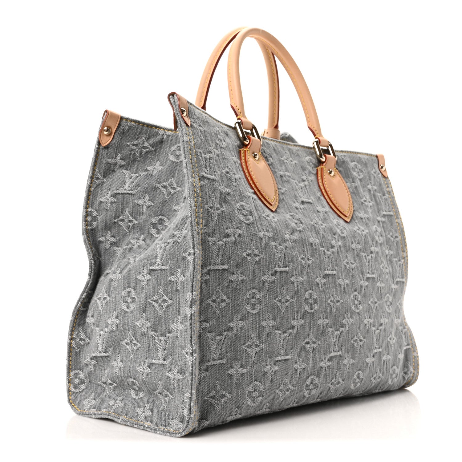 Louis Vuitton Monogram Denim Onthego MM Washed Gray 3 of 10