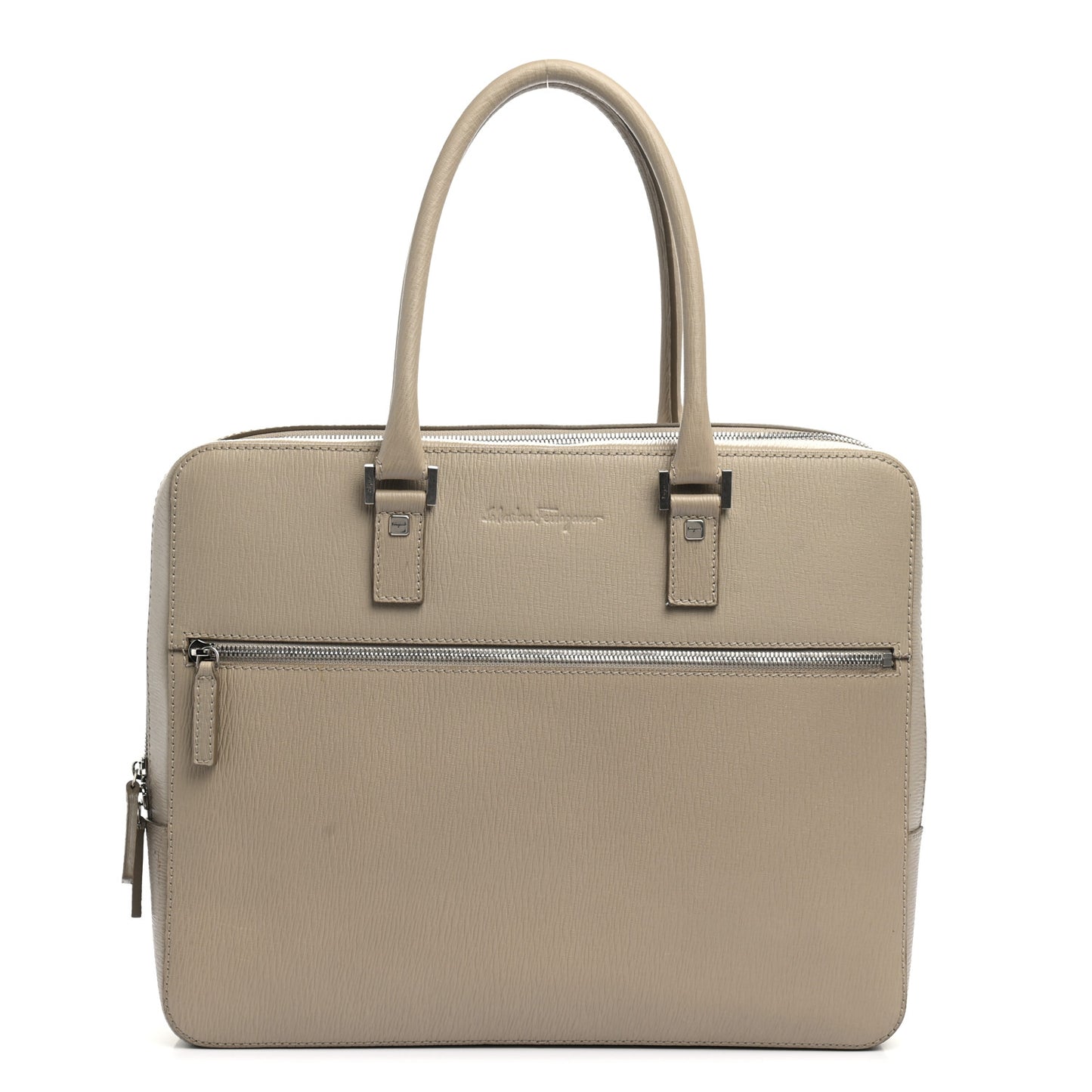 Calfskin Zip Around Briefcase Beige