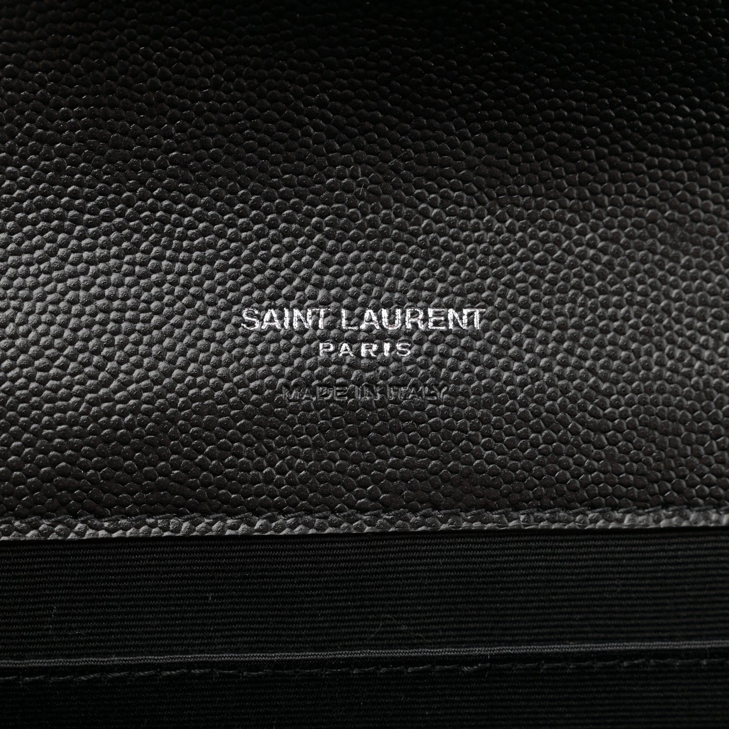 Grain De Poudre Matelasse Chevron Monogram Envelope Clutch Black