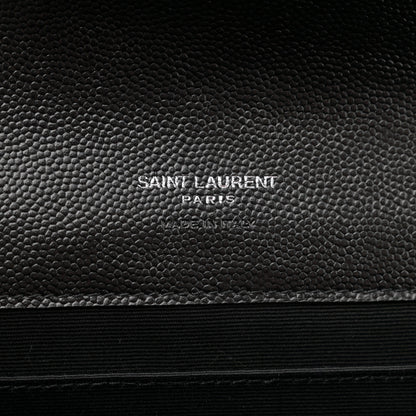 Saint Laurent Grain De Poudre Matelasse Chevron Monogram Envelope Clutch Black 6 of 12