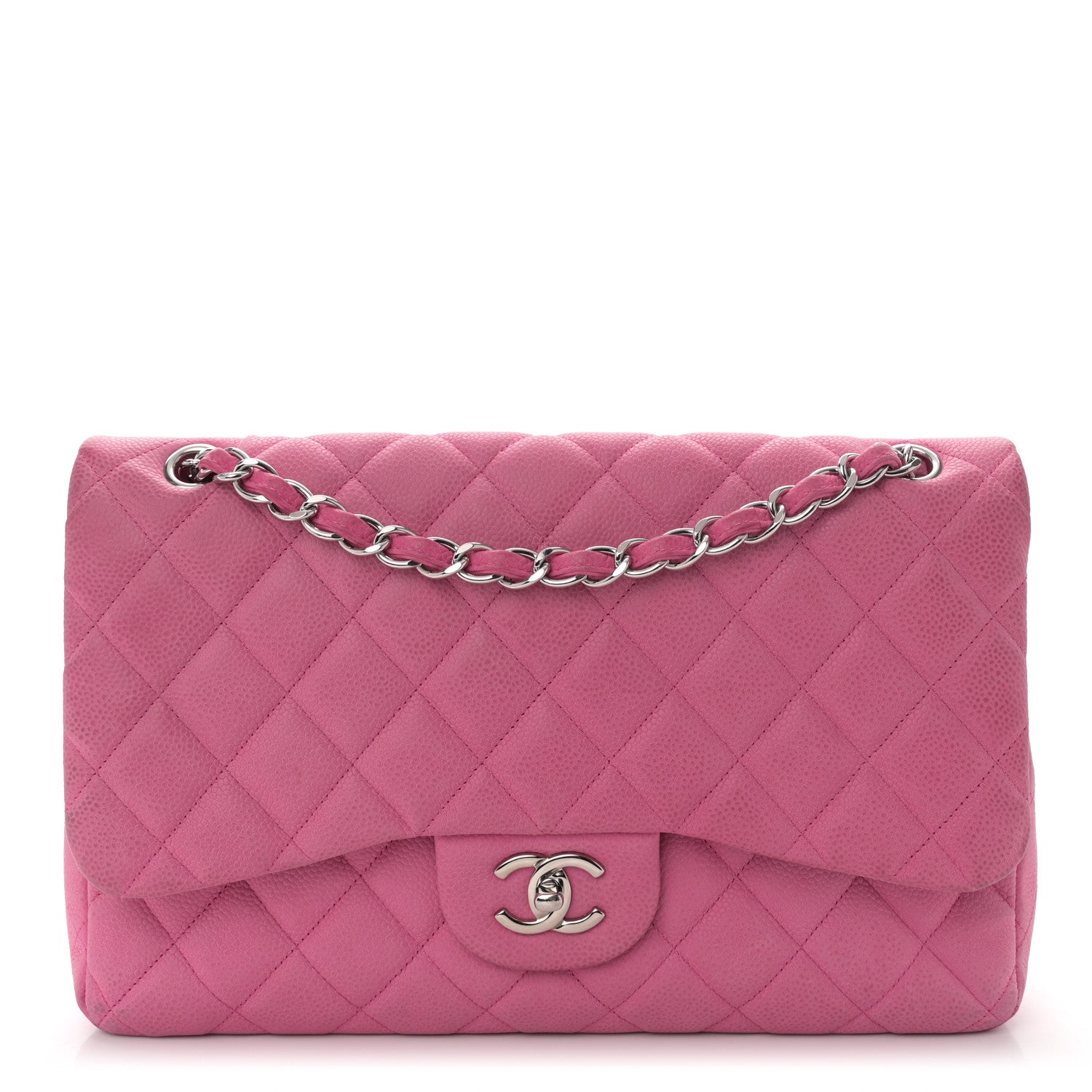 Chanel Iridescent Caviar Quilted Jumbo Double Flap Pink 1 of 14
