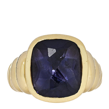 David Yurman 18K Yellow Gold Iolite 14mm Ring 51 5.75 1 of 4