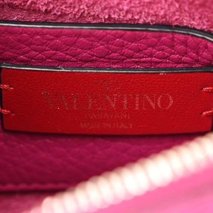 Valentino Garavani Pebbled Calfskin Small Rockstud Flip Lock Shoulder Bag Fuxia 6 of 9
